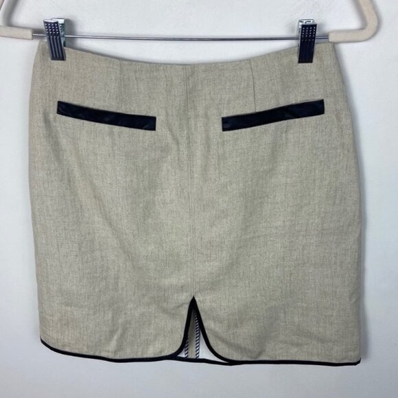 NWT L'Agence Linen Faux Leather Trim Skirt Size 4 New With Tags Lightweight Mini - Picture 4 of 11